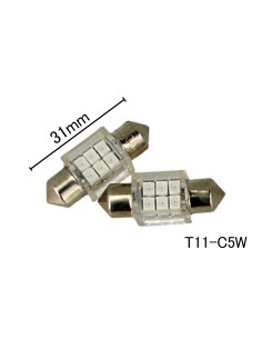 Coppia 2 Lampade Led T11 C5W Siluro 31mm Quadrato Con 6 Smd 3528 Colore Rosso Red 12V 1W