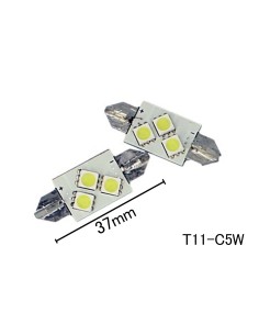 Coppia 2 Lampade Led T11 C5W Siluro 37mm Con 3 Smd 5050 Colore Bianco Freddo 6000K 12V 1W