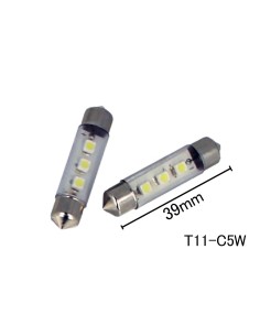 Coppia 2 Lampade Led T11 C5W Siluro 39mm Con 3 Smd 3528 Colore Bianco Freddo 6000K 12V 1W 2