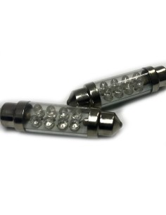 Coppia 2 Lampade Led T11 C5W Siluro 42mm Con 8 Led F3 Colore Giallo Yellow 12V 0,2W 2