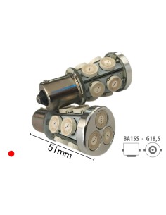 Coppia 2 Lampade Led BA15S 1156 P21W Con 13 Smd 9080 Colore Rosso 12V 6W