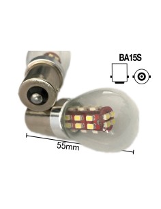 Coppia 2 Lampade Led BA15S 1156 P21W Con 28 Smd 3014 Giallo Arancione 12V 2W Stessa Grandezza Originale 2