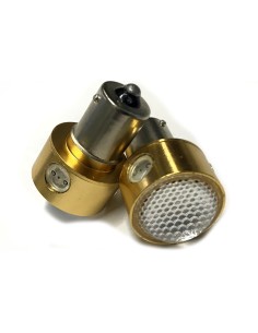 Coppia 2 Lampade Led BA15S 1156 P21W Con 3 Power Led 1W Laterale + 1 Power Led 2W Frontale Colore Giallo Arancione 12V 5W