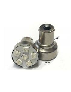 Coppia 2 Lampade Led BA15S 1156 P21W Con 6 Smd 5050 Bianco Freddo 6000K 12V 2W