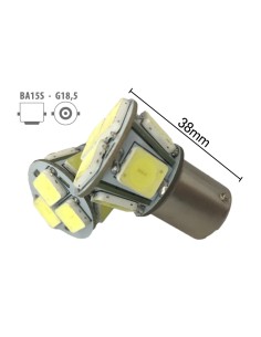 Coppia 2 Lampade Led BA15S 1156 P21W Con 8 Smd 9080 Bianco Freddo 6000K 12V 4W