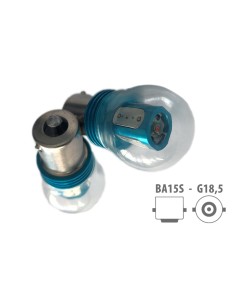 Coppia 2 Lampade Led BA15S 1156 P21W Giallo Arancione 4 Power Led Da 2 W + 1 Led Cree da 5W Frontale 12V 13W 2