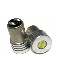 Coppia 2 Lampade Led BAY15D 1157 P21/5W Con 1 Power Led Da 1W Bianco Freddo 6000K 12V 1W