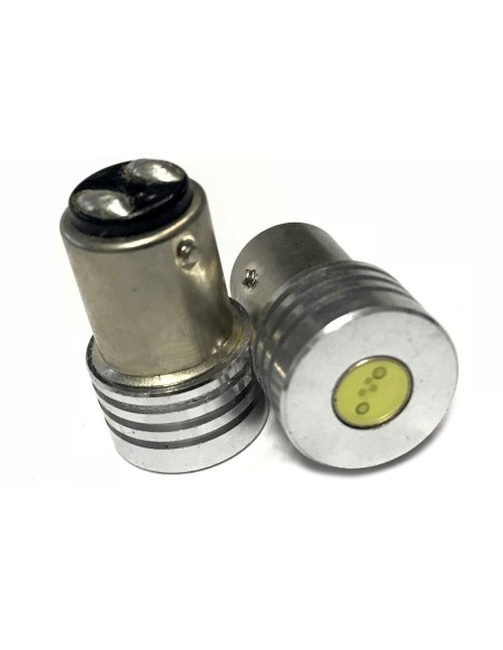 Coppia 2 Lampade Led BAY15D 1157 P21/5W Con 1 Power Led Da 1W Bianco Freddo 6000K 12V 1W