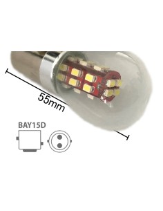 Coppia 2 Lampade Led BAY15D 1157 P21/5W Con 28 Smd 3014 Bianco Freddo 6000K 12V 2W Stessa Grandezza Originale