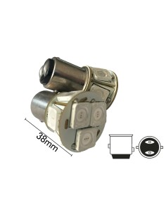 Coppia 2 Lampade Led BAY15D 1157 P21/5W Con 8 Smd 9080 Colore Rosso 12V 4W 2
