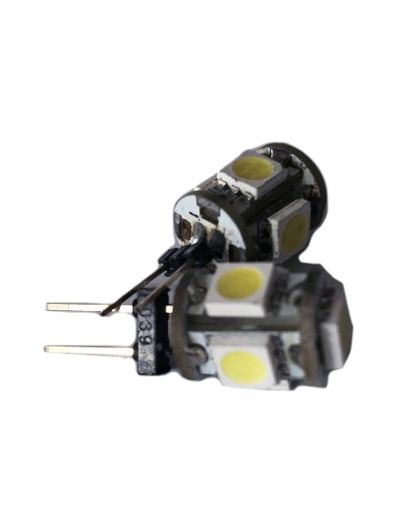 Coppia 2 Lampade Led G4 Con 5 Smd 5050 Colore Giallo Yellow 12V 1W