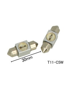Coppia 2 Lampade Led T11 C5W Siluro 30mm Con 1 Power Led Colore Blue Blu 12V 1W 2
