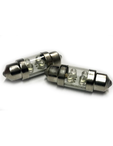 Coppia 2 Lampade Led T11 C5W Siluro 31mm Con 4 Led F3 Colore Bianco Freddo 6000K 12V 0,2W