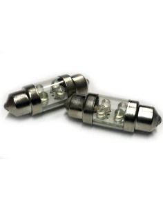 Coppia 2 Lampade Led T11 C5W Siluro 31mm Con 4 Led F3 Colore Verde Green 12V 0,2W 2