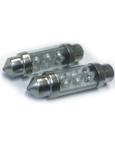 Coppia 2 Lampade Led T11 C5W Siluro 39mm Con 6 Led F3 Colore Blu Blue 12V 0,2W