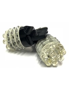 Coppia 2 Lampade Led T20 7440 W21W Con 9 F5 Frontale + 27 F3 Laterale Colore Rosso 12V 2W 2