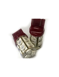 Coppia 2 Lampade Led T20 7443 W21/5W Con 13 Smd 9080 Colore Rosso 12V 6W