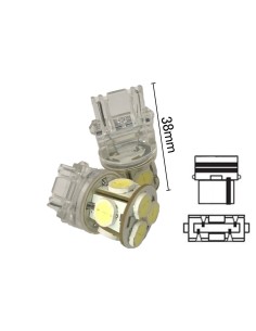 Coppia 2 Lampade Led T25 P27W 3156 Con 8 Smd 9080 Bianco Freddo 6000K 12V 4W