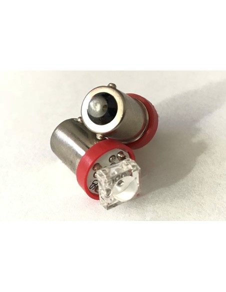 Coppia 2 Lampadine Led BA9S T4W Piedi Dritti Con 1 Led Colore Rosso 12V 0,2W