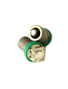 Coppia 2 Lampadine Led BA9S T4W Piedi Dritti Con 1 Led Colore Verde 12V 0,2W