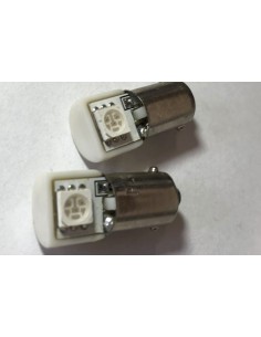 Coppia 2 Lampadine Led BA9S T4W Piedi Dritti Con 1 Smd 5050 Laterale Colore Giallo Yellow 12V 0,2W 2