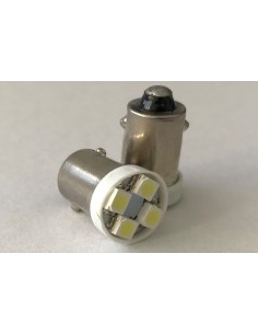 Coppia 2 Lampadine Led BA9S T4W Piedi Dritti Con 4 Smd 3528 Bianco Freddo 6000K 12V 0,2W 2