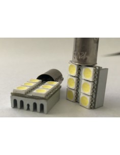 Coppia 2 Lampadine Led BA9S T4W Piedi Dritti Con 6 Smd 5050 Laterale Bianco Freddo 12V 1W