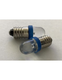 Coppia 2 Lampadine Led E10 Vite Miniatura Con 1 Led Colore Blu Blue 6V 12V 0,2W 2