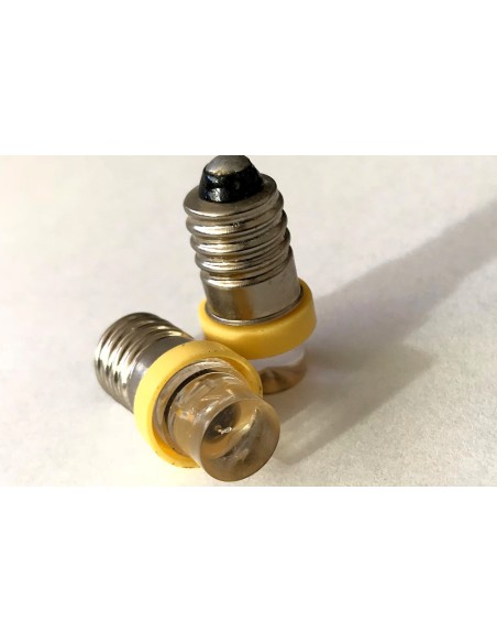 Coppia 2 Lampadine Led E10 Vite Miniatura Con 1 Led Colore Giallo Yellow 6V 12V 0,2W