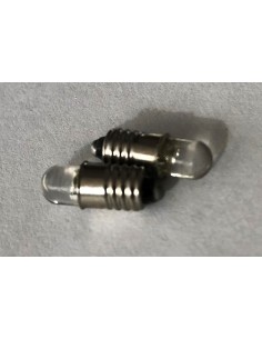 Coppia 2 Lampadine Led E5 Miniatura Con 1 Led F5 Bianco Freddo 6000K 6V 12V 0,2W