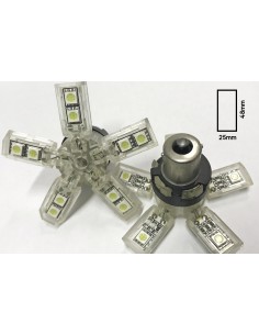 Coppia 2 Lampade Led BA15S 1156 P21W Con 15 Smd 5050 Bianco Freddo 6000K 12V 2W Forma Ombrello