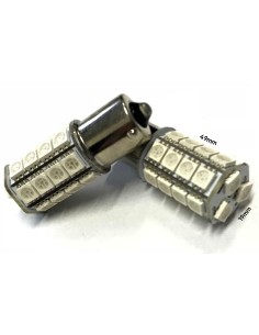 Coppia 2 Lampade Led BA15S 1156 P21W Con 27 Smd 5050 Colore Giallo Arancione 12V 6W