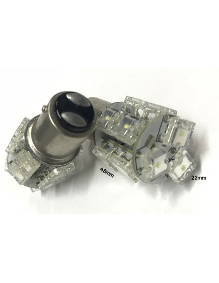 Coppia 2 Lampade Led BAY15D 1157 P21/5W Con 13 F5 Quadrato Colore Verde 12V 2W