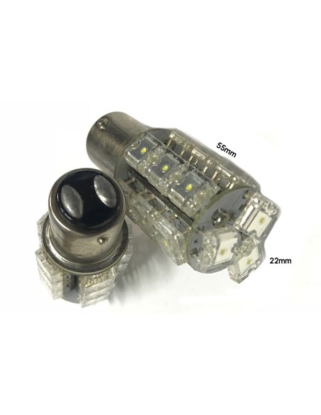 Coppia 2 Lampade Led BAY15D 1157 P21/5W Con 18 F5 Quadrato Colore Rosso 12V 3W