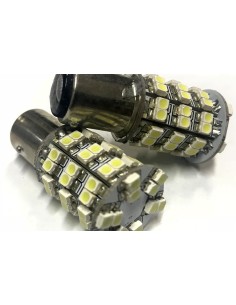 Coppia 2 Lampade Led BAY15D 1157 P21/5W Con 60 Smd 3528 Bianco Freddo 6000K 12V 2W 2