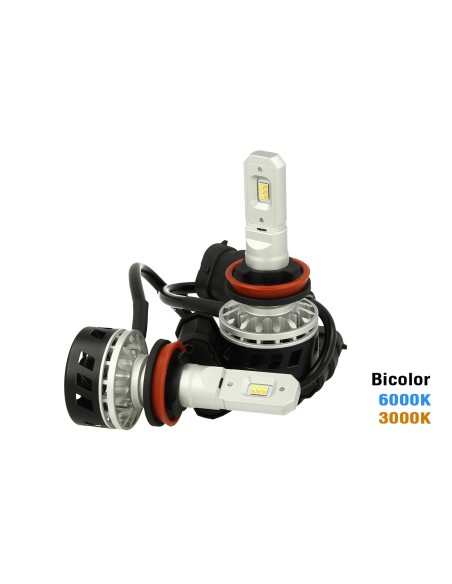 Kit Full Led Canbus H8 H11 30W Dual Color 6000K 3000K Doppio Colore Bianco Giallo Super Luminoso e Antinebbia 12V 24V 5000lm
