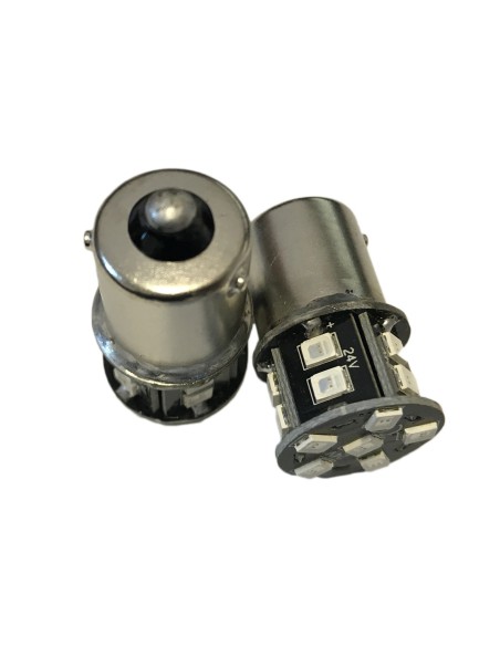24V Lampada Led BAU15S R5W PY21W Colore Arancione 16 Smd 2835 Piedi Storti Luce Frecce No Polarita 360 Gradi Durata Garantita