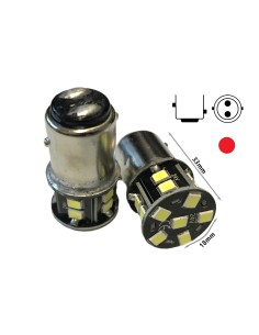 24V Lampada Led BAY15D 1157 P21/5W Colore Rosso 16 Smd 2835 No Polarita 360 Gradi Durata Garantita