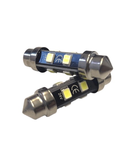 24V Lampada Led Siluro T11 C5W 39mm 8 smd 2835 No Polarita 360 Gradi Bianco Freddo Durata Garantita