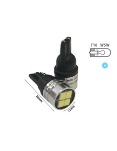 24V Lampada Led T10 W5W Bianco Freddo Con 4 Smd 2835 Frontale No Polarita Durata Garantita