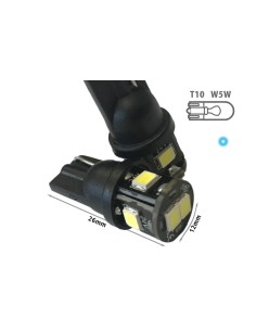 24V Lampada Led T10 W5W Bianco Freddo Con 6 Smd 2835 360 Gradi No Polarita Durata Garantita
