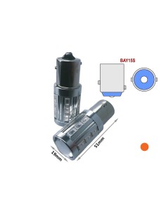 Lampada Led BAY15S 12V 24V 21W S25 1156 Arancione 21 Smd 5730 Con Lente Ingrandimento
