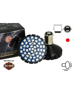 Lampada Led BAY15D 1157 Rosso Per Moto Harley Davidson Canbus No Errore Luce Posizione e Stop No Polarita 48 Smd 2835