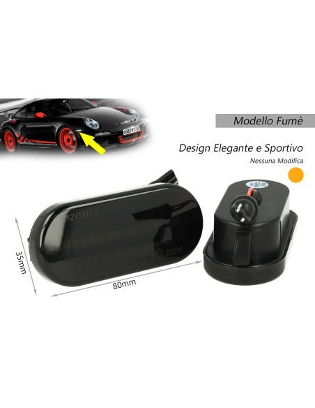 Kit Freccia Laterale a Led Side Marker Dinamica Lente Fume VW Golf 3 4 Bora Lupo Passat Polo Sharan Vento