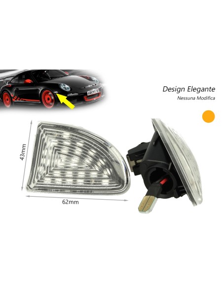 Kit Freccia Laterale a Led Side Marker Lente Trasparente Mercedes Benz Smart Fortwo W451 Coupe Cabrio OEM 4519067700C40A 4519067