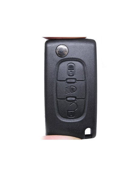 Guscio Chiave Telecomando 3 Tasti Luce Con Lama HU83 Batteria In Custodia Senza Transponder Per Peugeot Citroen Berlingo Fiat Sc