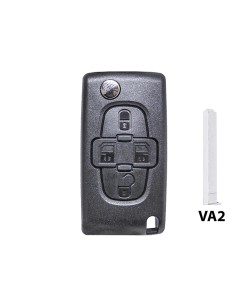 Guscio Chiave Telecomando 4 Tasti Con Lama VA2 Batteria Su Circuito Senza Transponder Per Peugeot Citroen Berlingo Fiat Scudo