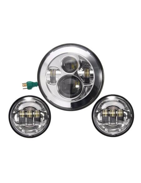 Faro Led 7 Pollici 40W Headlight Proiettore + 2 Luci Led 4,5 Pollici 30W Fendinebbia Compreso Staffa di Fissaggio Per Moto Harle