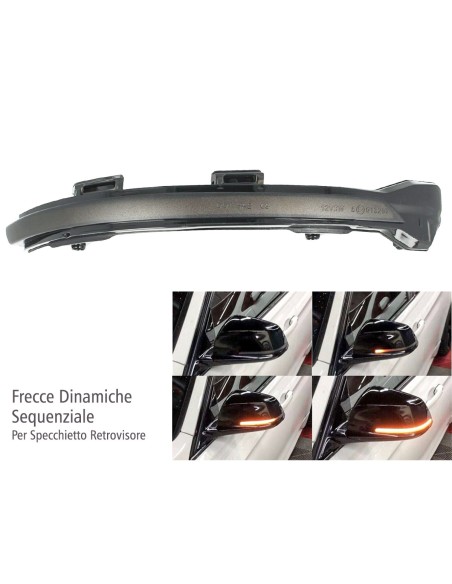 Kit Freccia Specchietto Retrovisore Led VW Golf 7 E-Golf Sportsvan Touran Lente Fume Arancione Dinamico Sequenziale