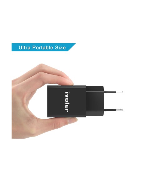 Caricatore USB Veloce Fast Charger Caricabatteria Alimentatore 5V 2,4A Colore Nero